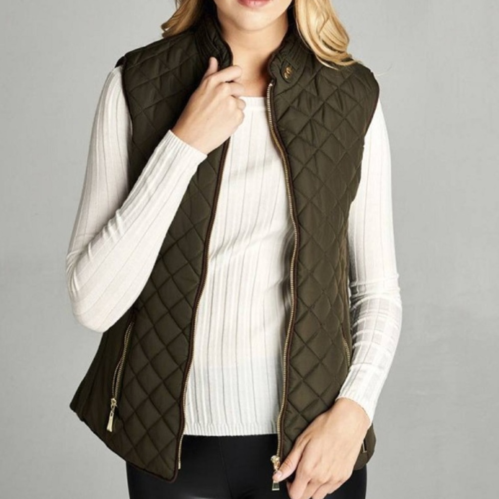 Cute and Cozy Shearling Lined Quilted Padding Vest - Picture 2 of 4